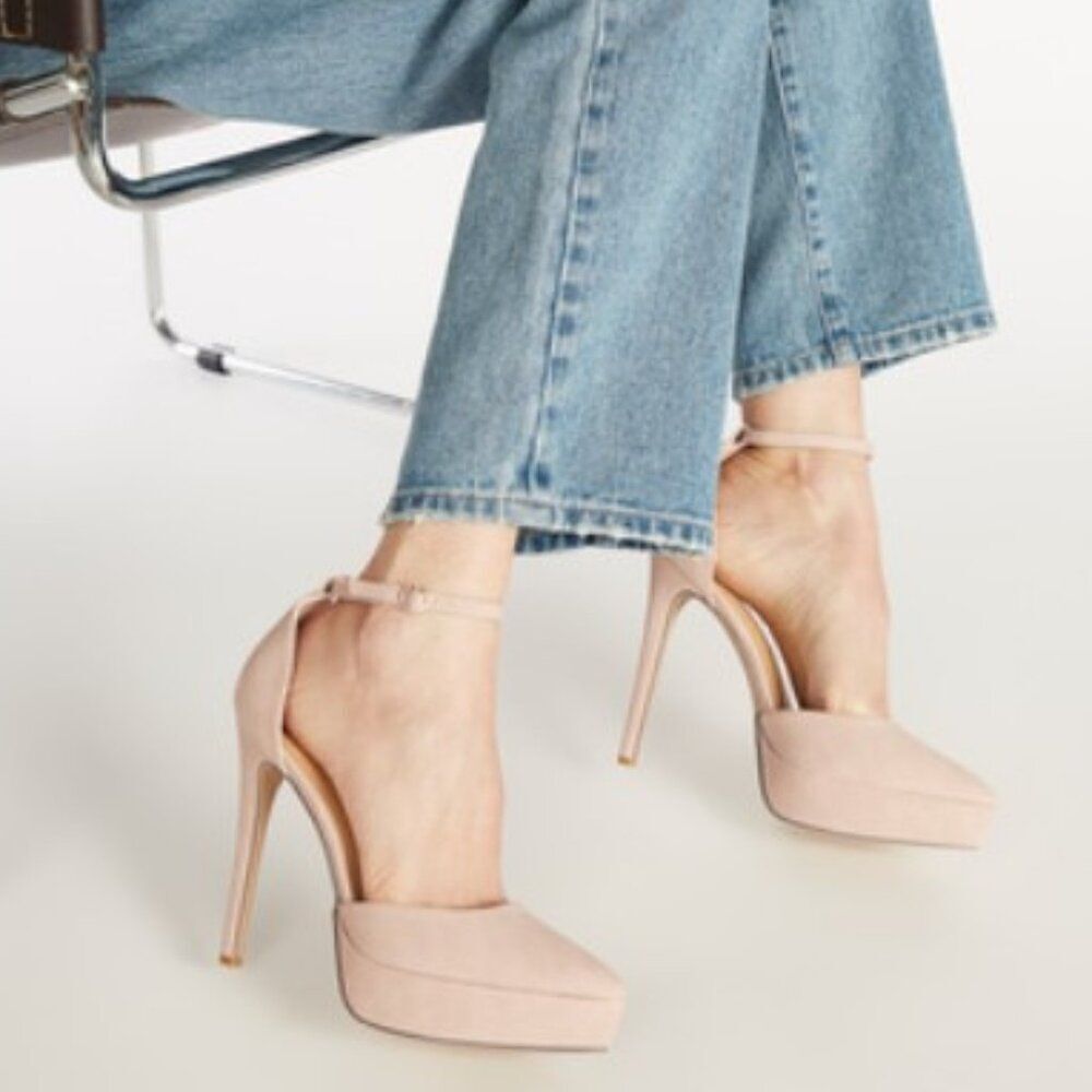Sexy Size 12 Pink Ankle Strap High Heel Platform Pumps.